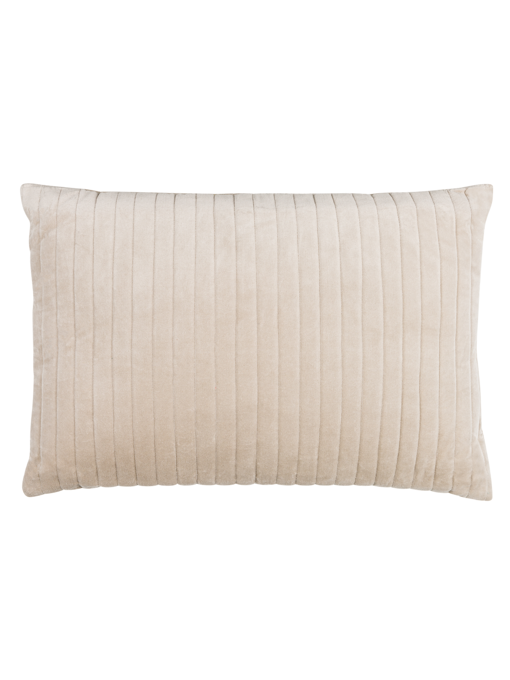 Velvet Cushion with Striped Stitching in Oyster