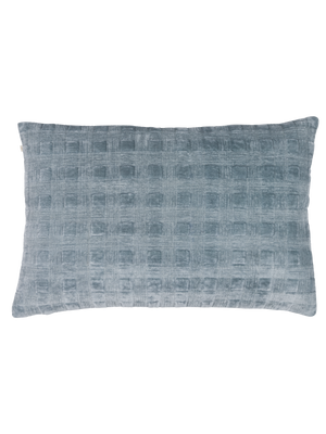 Velvet Cushion with Quilted Stitching in Cashmere Blue