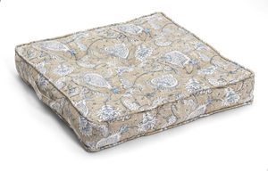 Square seat cushion with Pomegranate print in Blue