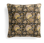 Linen cushion with Oriental print in Black