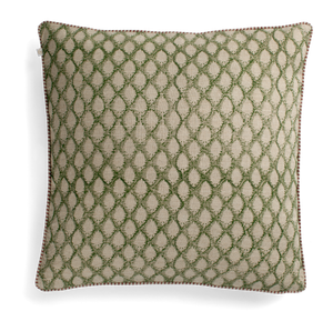 Linen cushion with Cypress print in Green