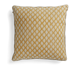 Linen cushion with Cypress print in Ochre
