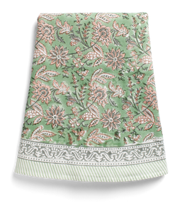 Round tablecloth with Indian Summer print in Green