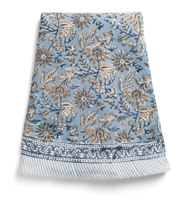 Round tablecloth with Indian Summer print in Blue