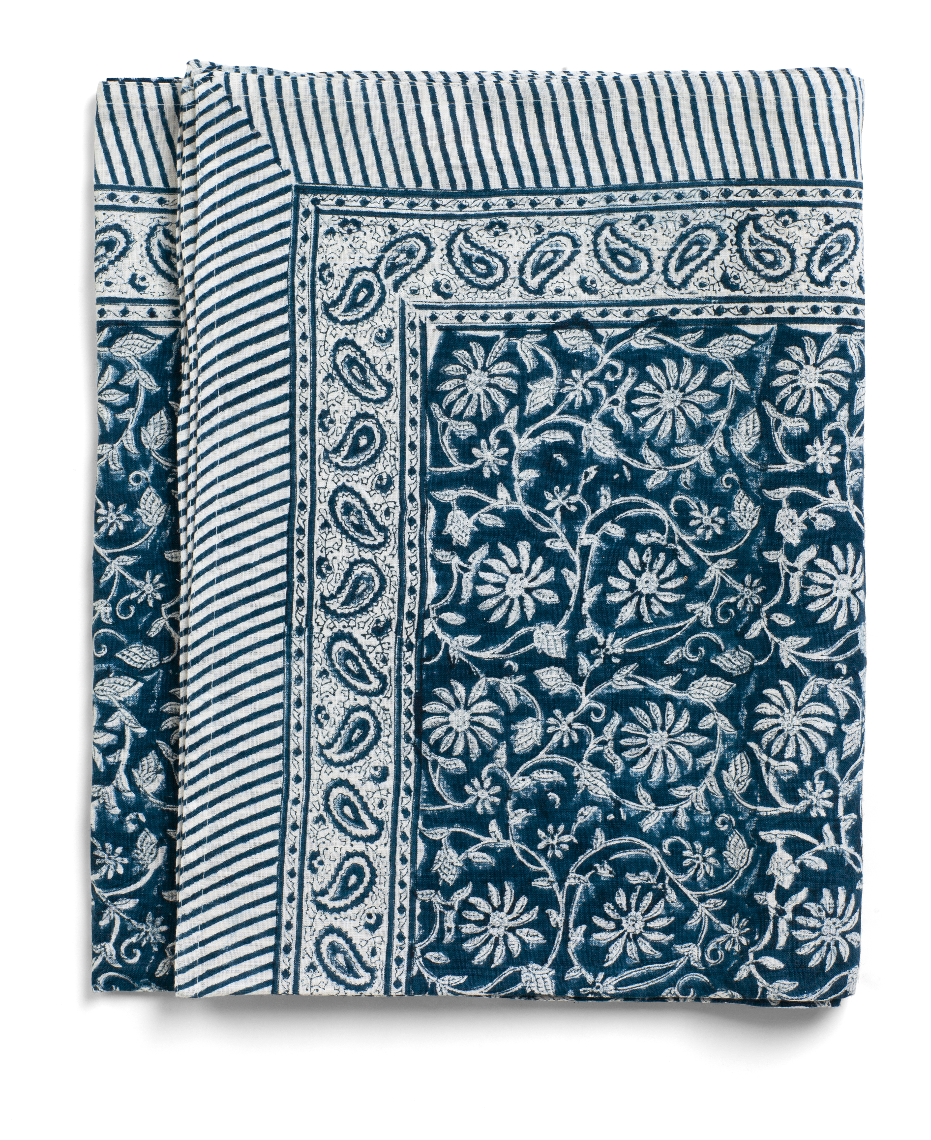 Linen tablecloth with Margerita print in Navy Blue