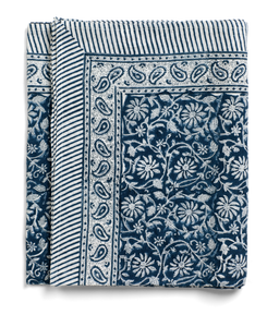 Linen tablecloth with Margerita print in Navy Blue