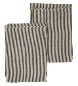 Linen kitchen towels with Dark Blue stripes