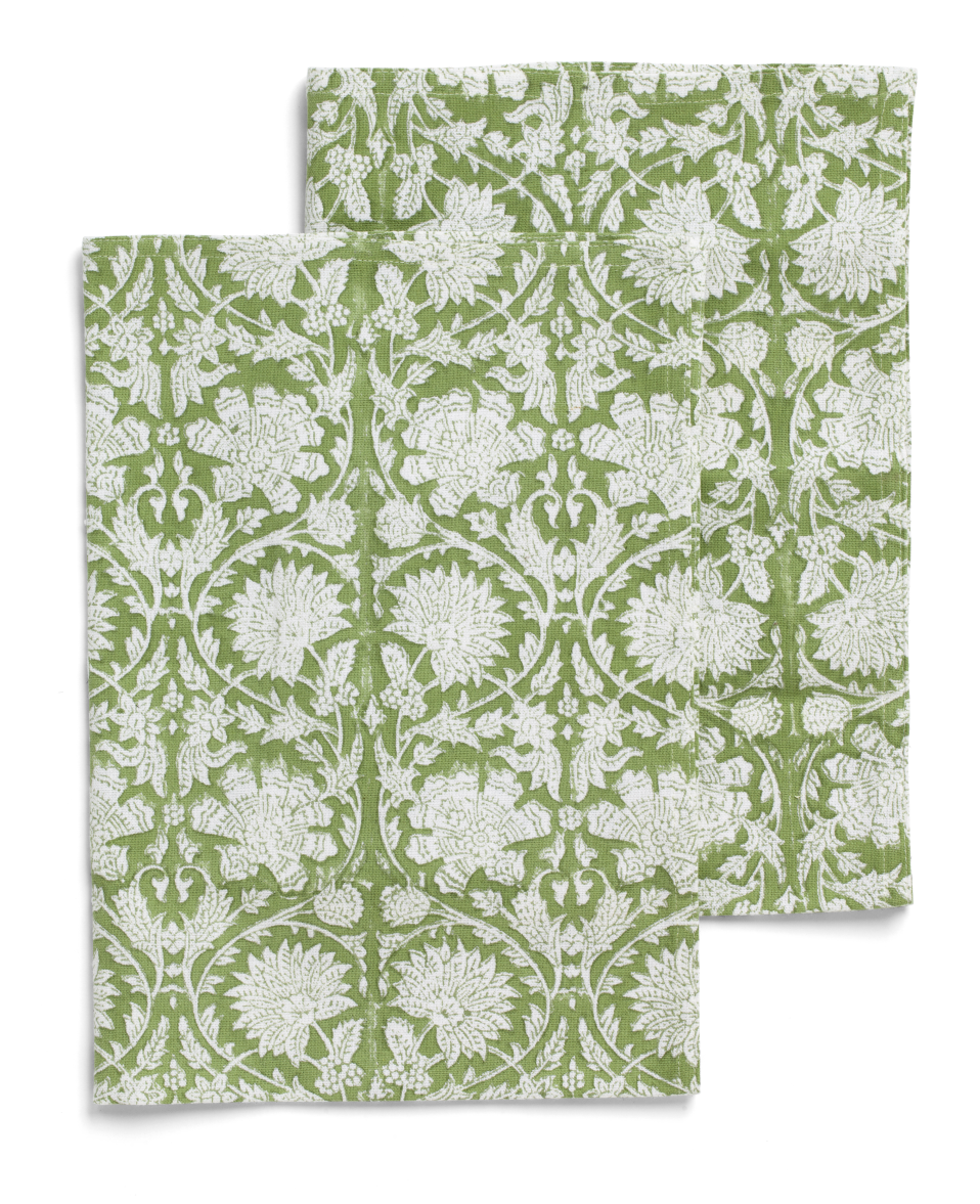 Kitchen towels with Paradise pattern in Green