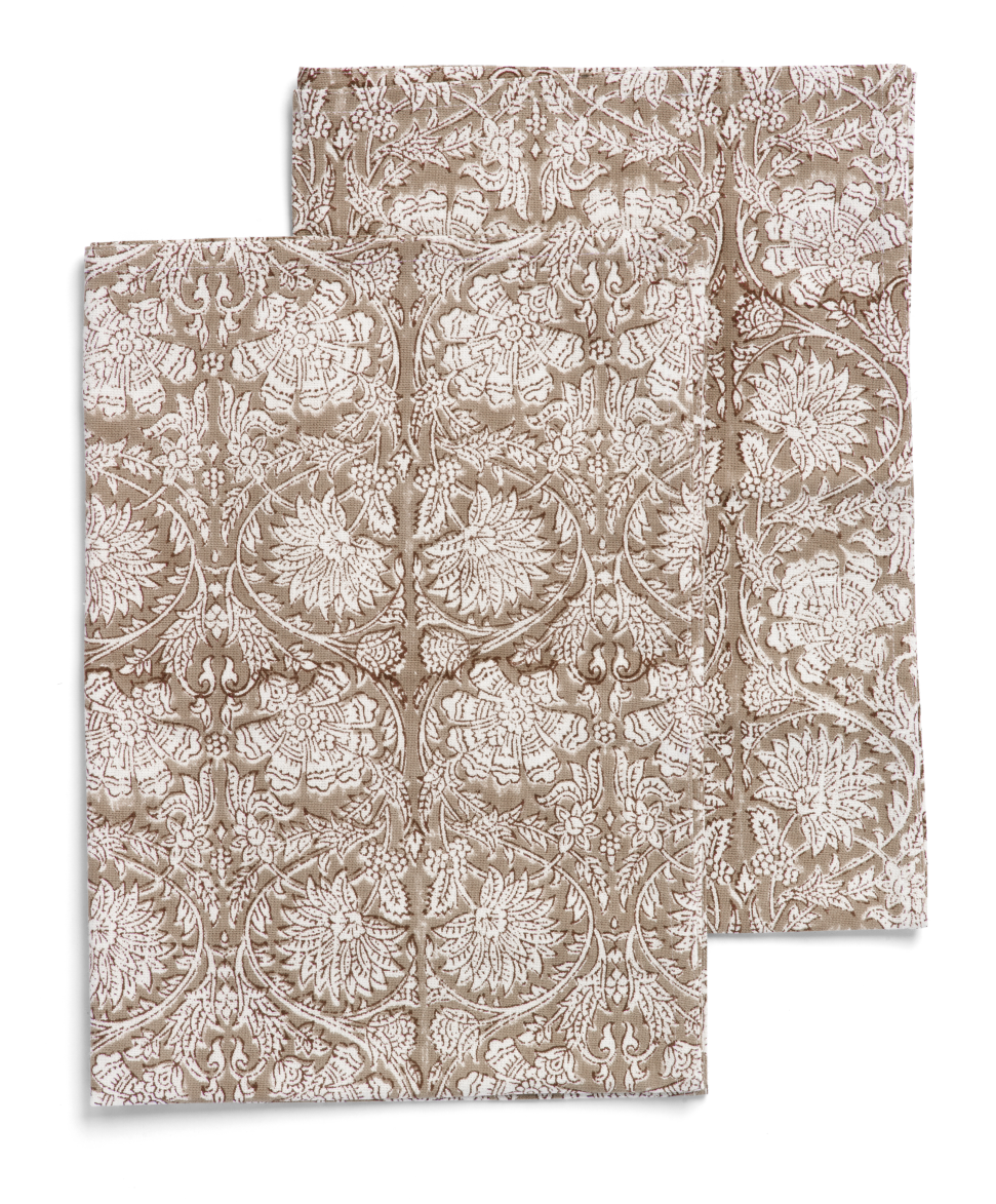 Kitchen towels with Paradise pattern in Light Brown