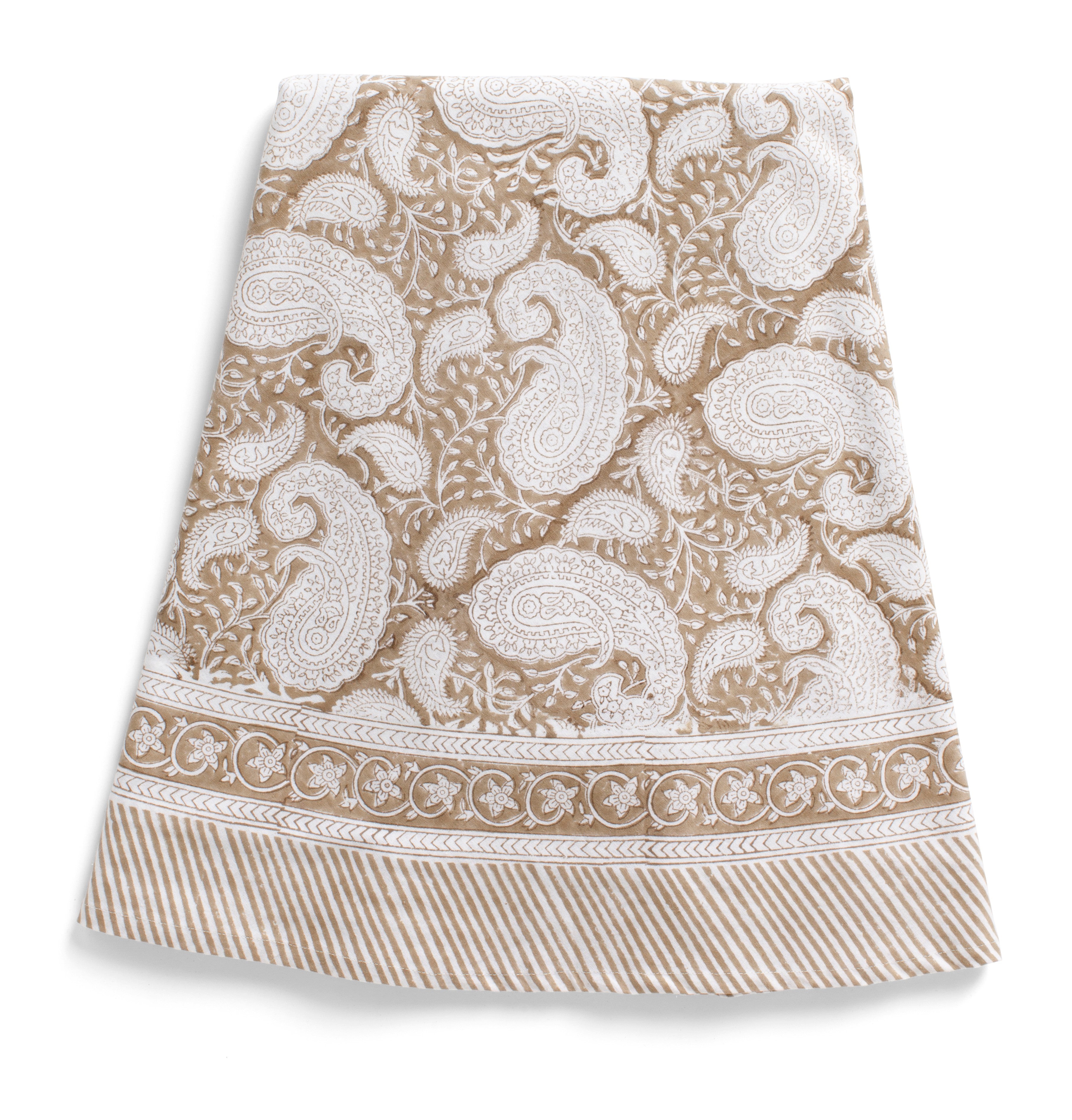 Round Tablecloth with Big Paisley® print in Light Brown