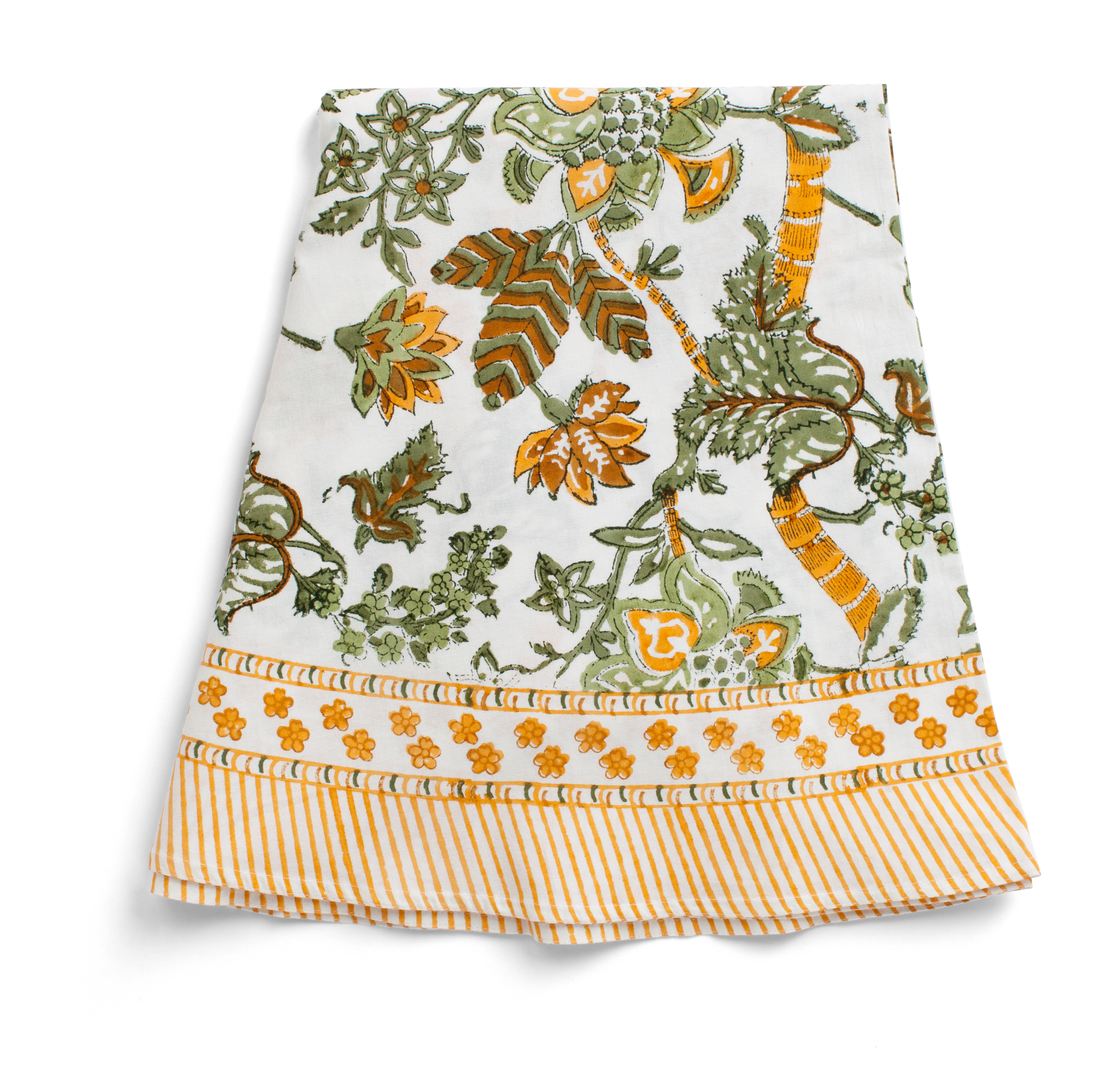 Round Tablecloth with Floral print in Ochre