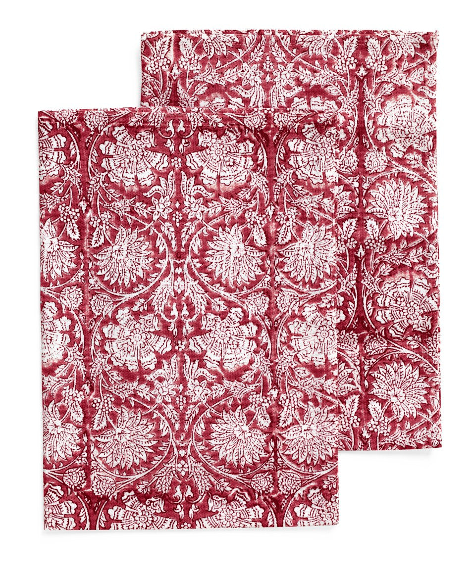 Kitchen towels with Paradise pattern in Red