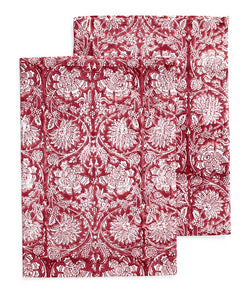 Kitchen towels with Paradise pattern in Red