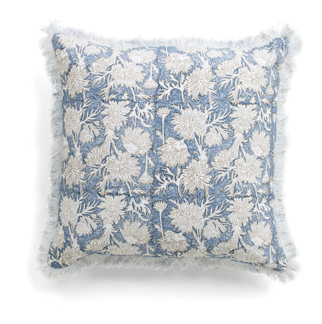 Waterlily Cushion in Navy Blue