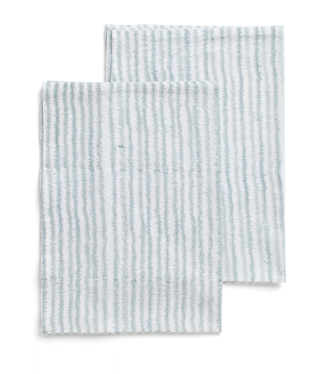 Kitchen towels with Electric Stripe print in Cashmere Blue