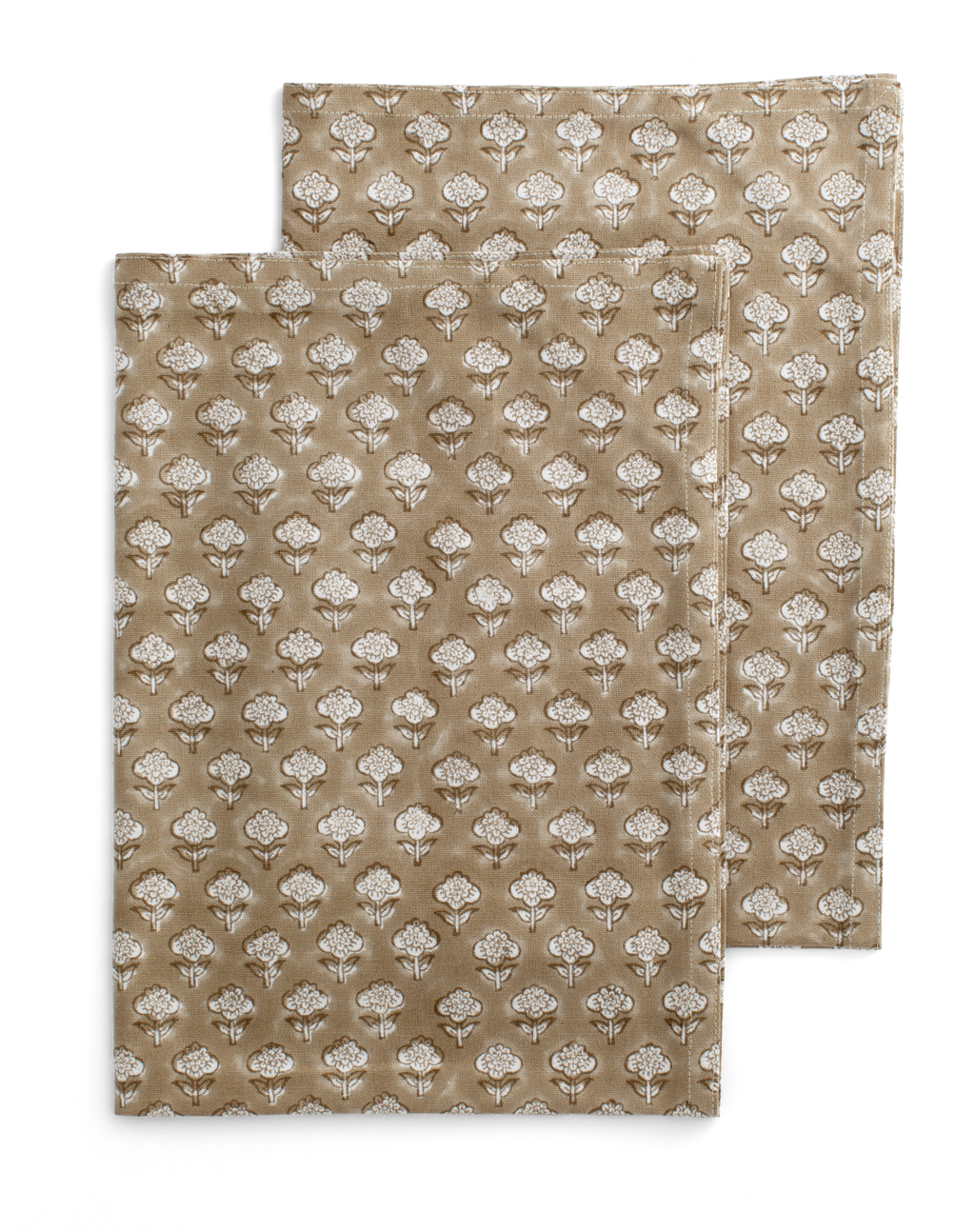 Kitchen towels with Fiori print in Light Brown