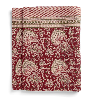 Linen tablecloth with Oriental print in Red