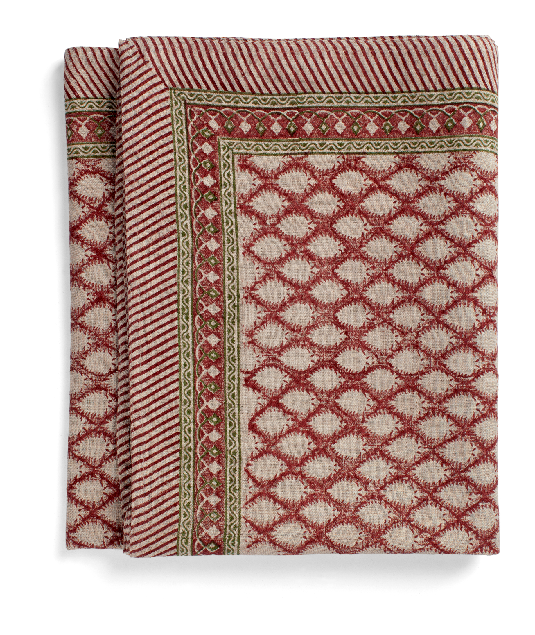Linen tablecloth with Cypress print in Red