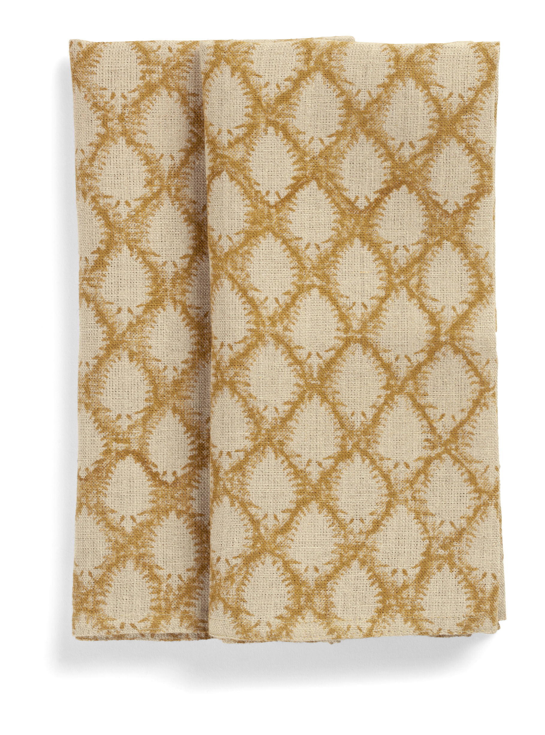 Linen napkins with Cypress print in Ochre