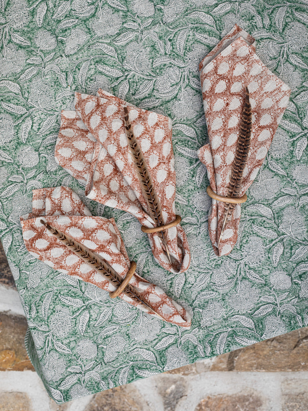 Linen napkins with Cypress print in Mustard