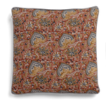 Linen cushion with Oriental print in Mustard