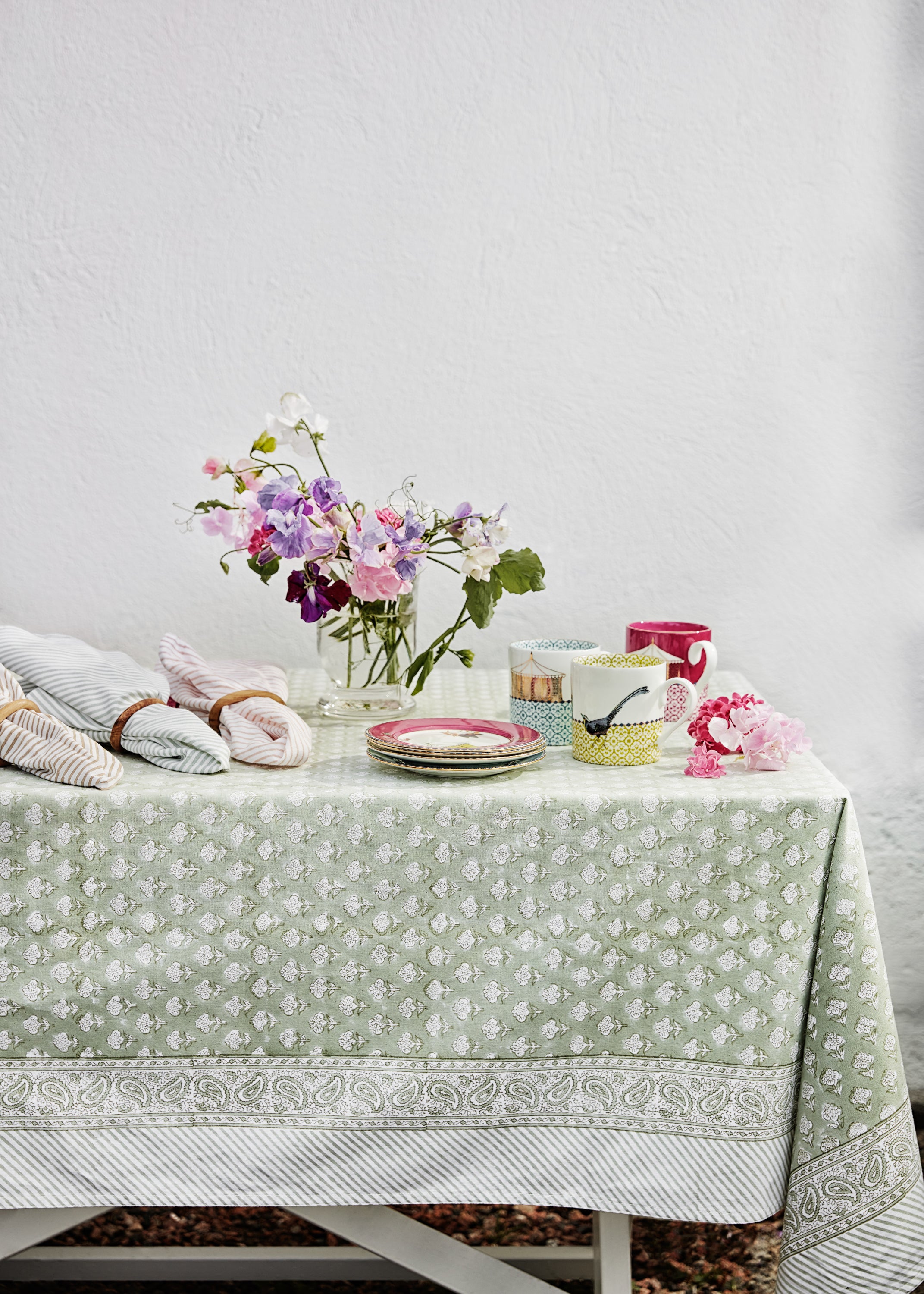 Fiori tablecloth in Sea Foam