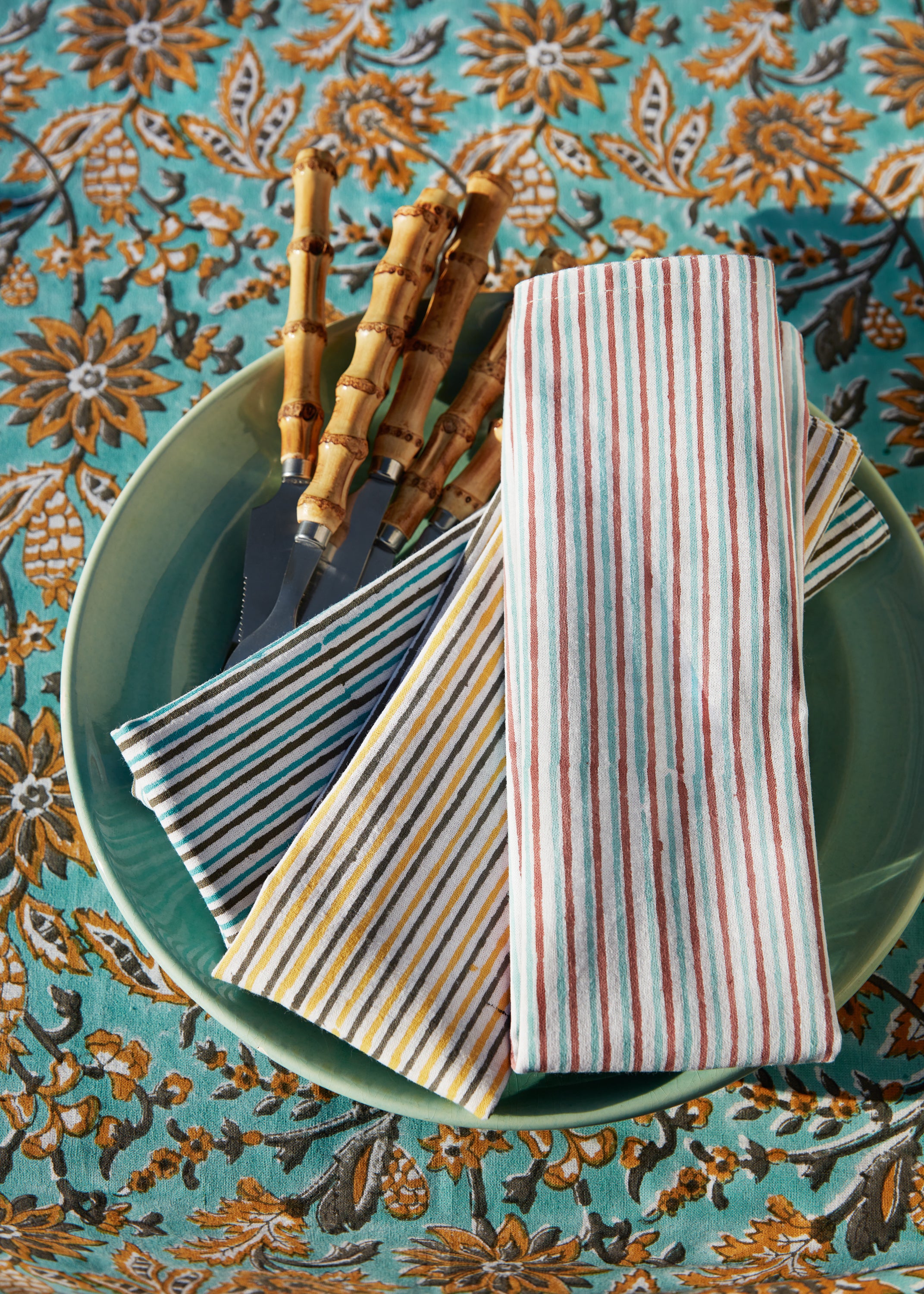 Stripe Napkins in Yellow and Grey