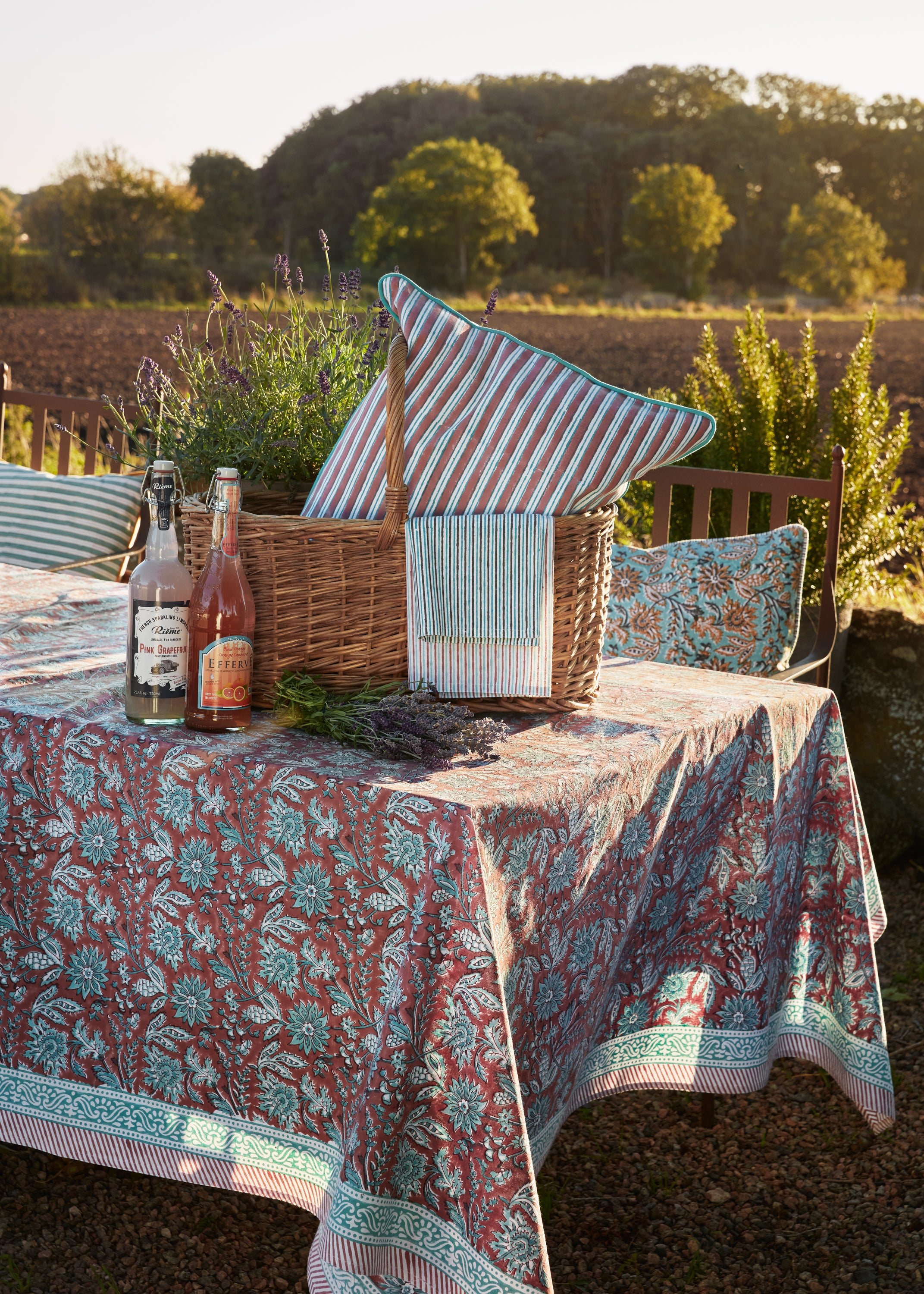 Tablecloth with Indian Summer print in Rose