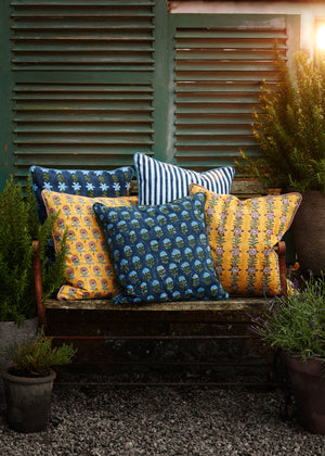 Sunflower Cushion in Navy Blue