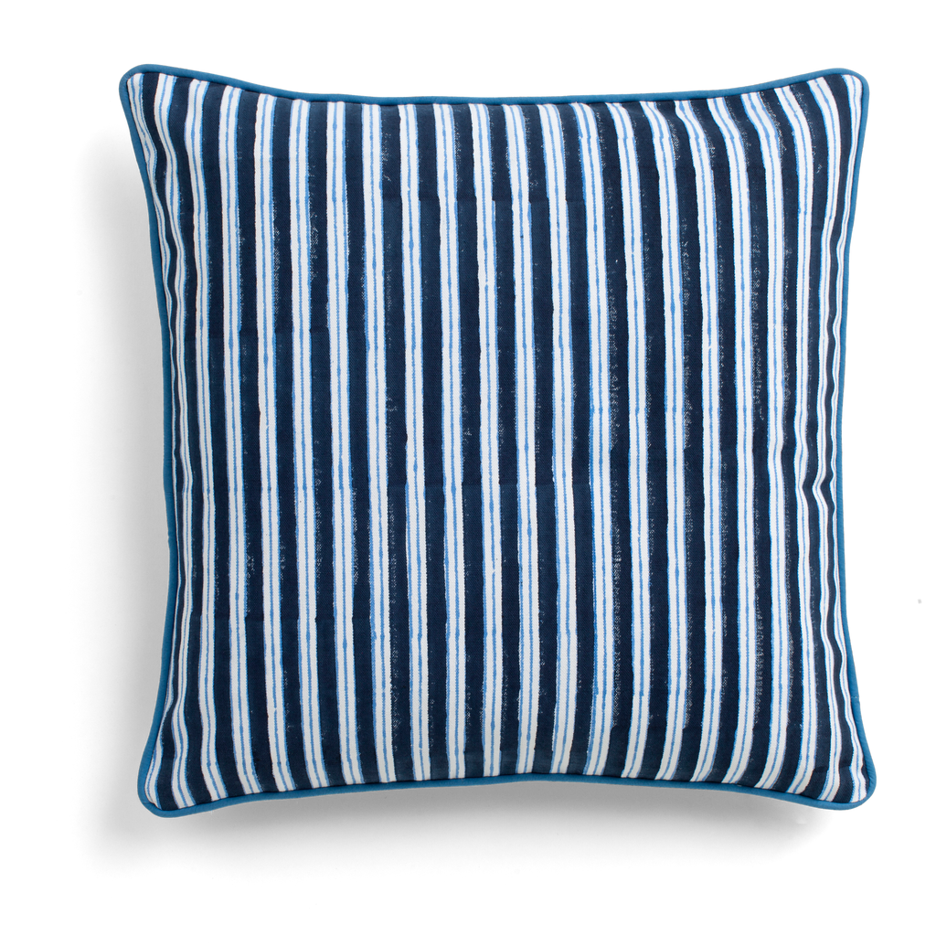 Indian Stripe cushion in Navy Blue