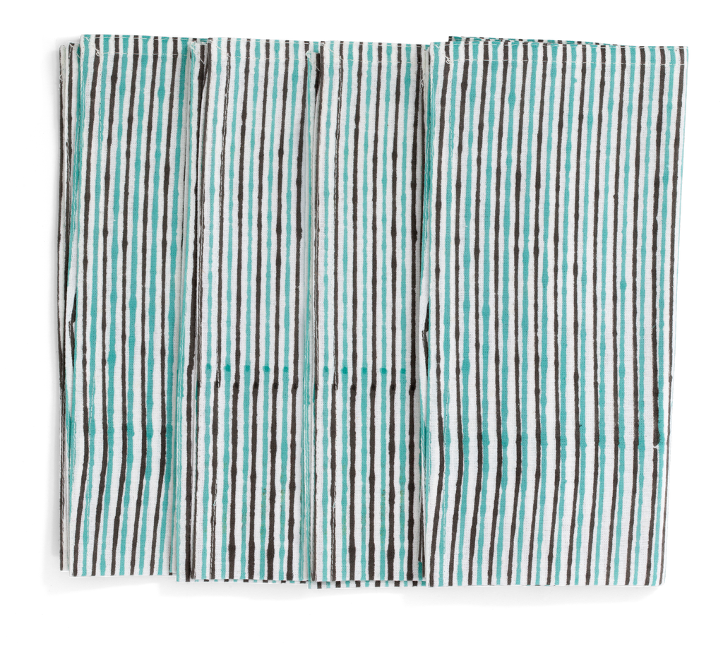 Stripe Napkins in Turquoise and Grey