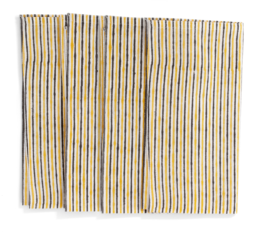 Stripe Napkins in Yellow and Grey