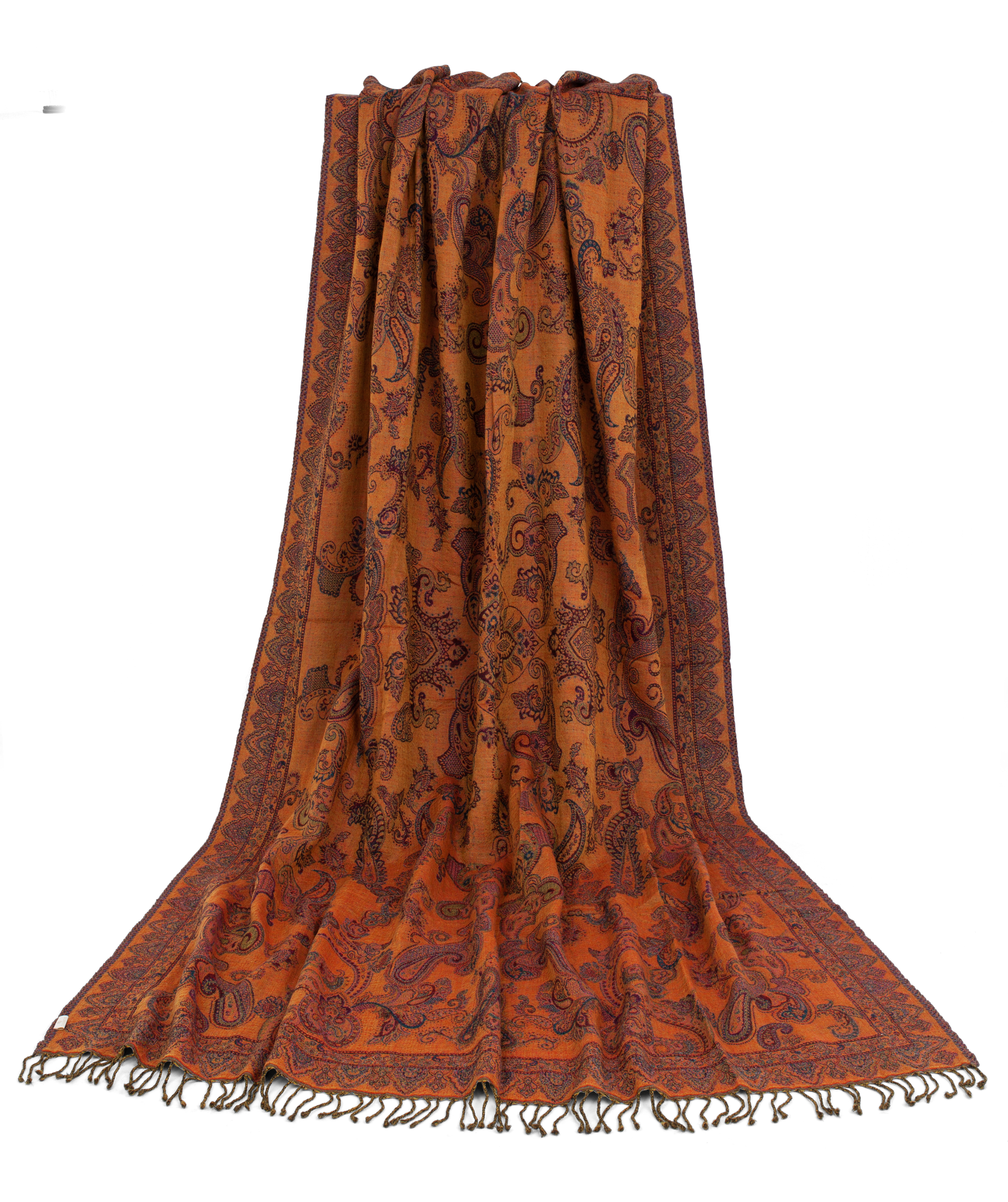 Black and orange throw in boiled wool