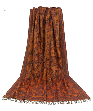 Black and orange throw in boiled wool