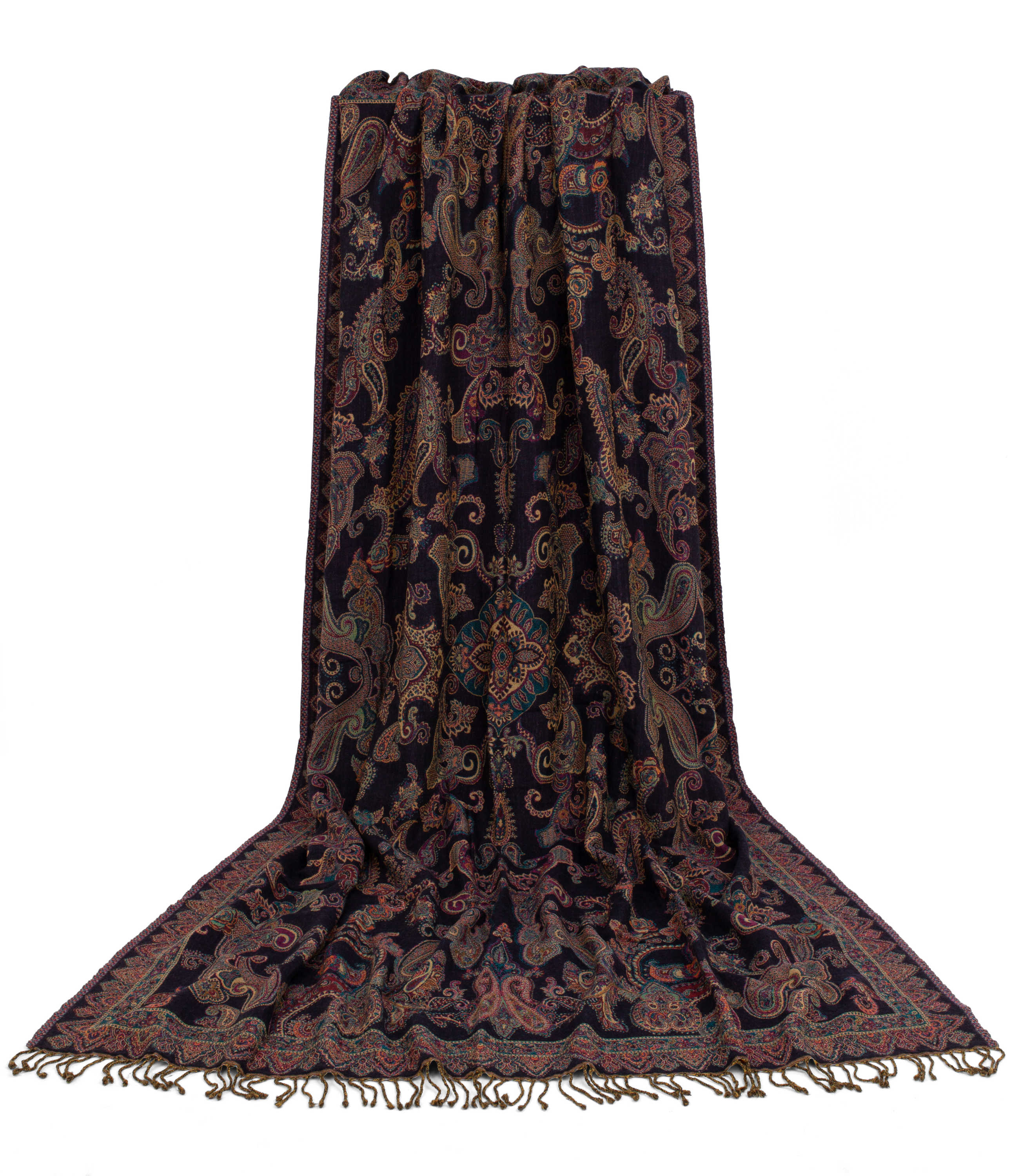 Black and orange throw in boiled wool