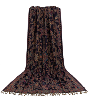 Black and orange throw in boiled wool