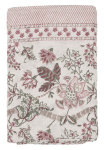 Tablecloth with a hand block printed Floral pattern in Ruby colour