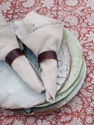 Beige linen napkins with embroidery