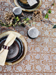 Linen tablecloth with Paradise print in Ochre