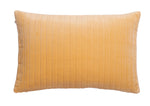 Velvet Cushion with Striped Stitching in Ochre